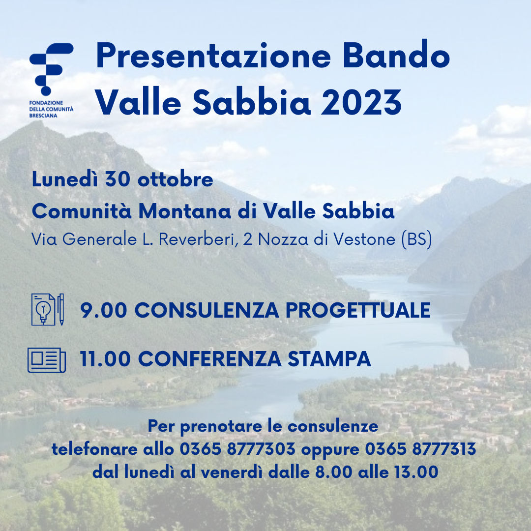 Immagine di copertina per Bando Territoriale per la Vallesabbia – 2023 – Fondazione della Comunità Bresciana